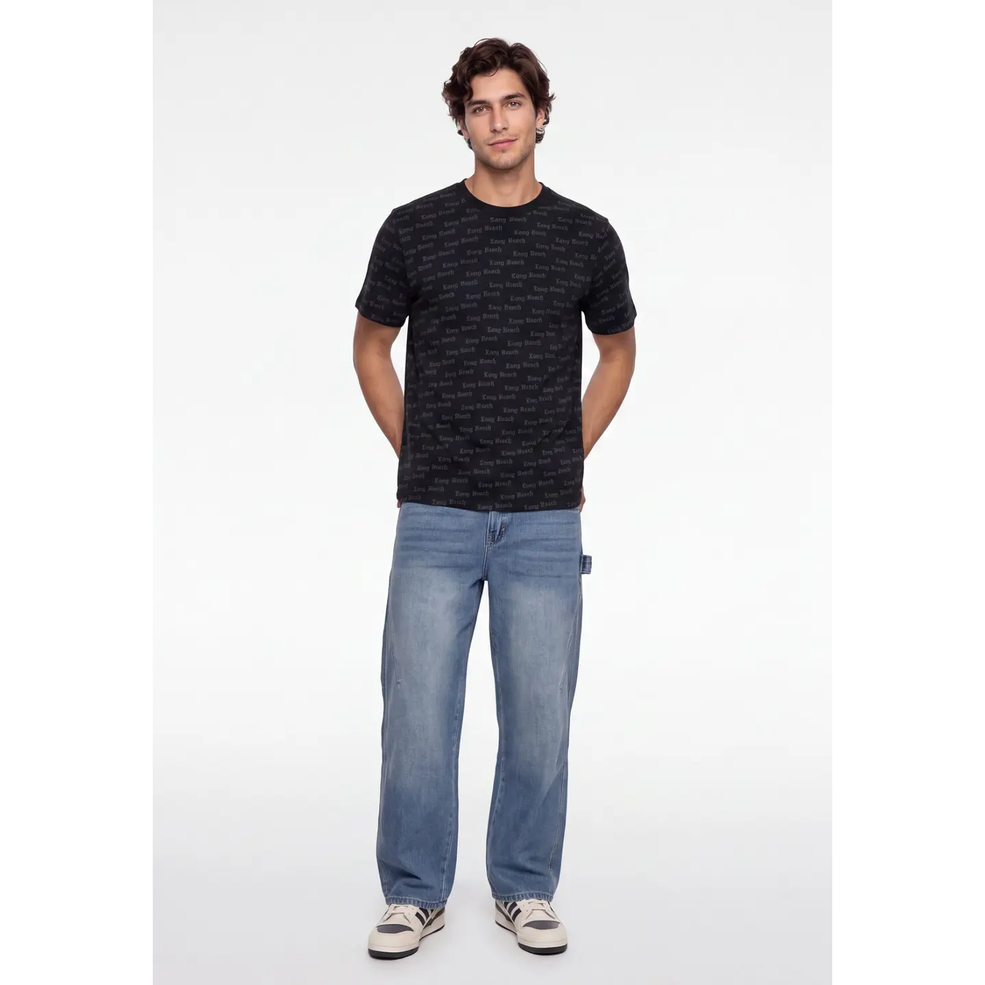 Polera Long Beach Hombre Negro 3