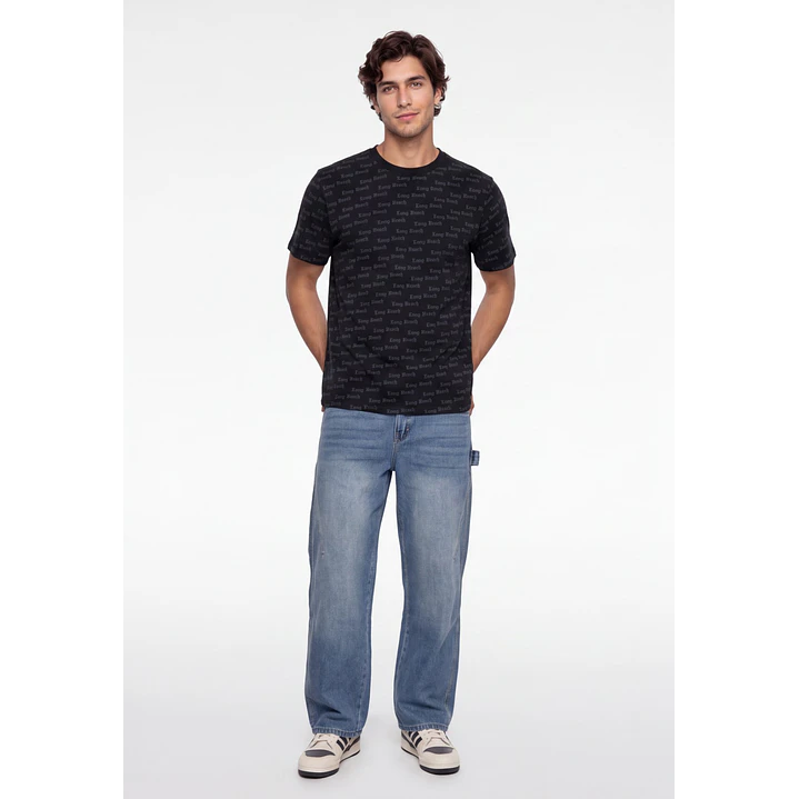 Polera Long Beach Hombre Negro 3