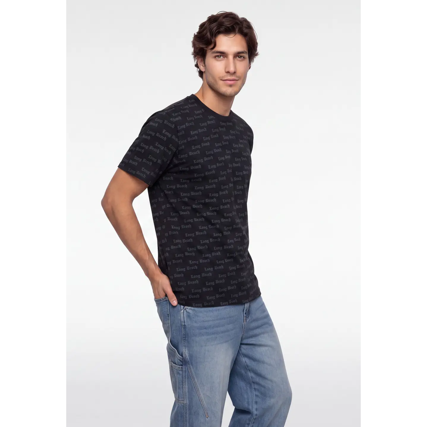 Polera Long Beach Hombre Negro 1