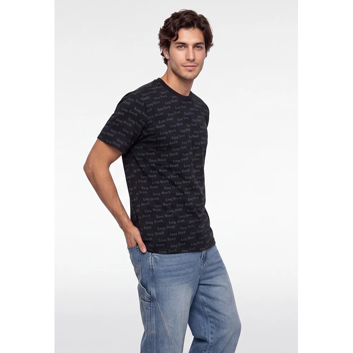 Polera Long Beach Hombre Negro 1