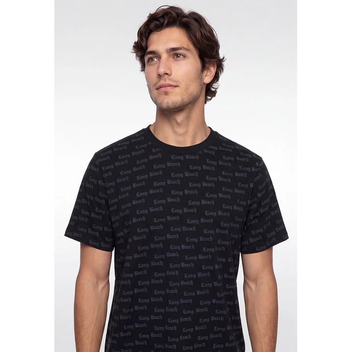 Polera Long Beach Hombre Negro 4