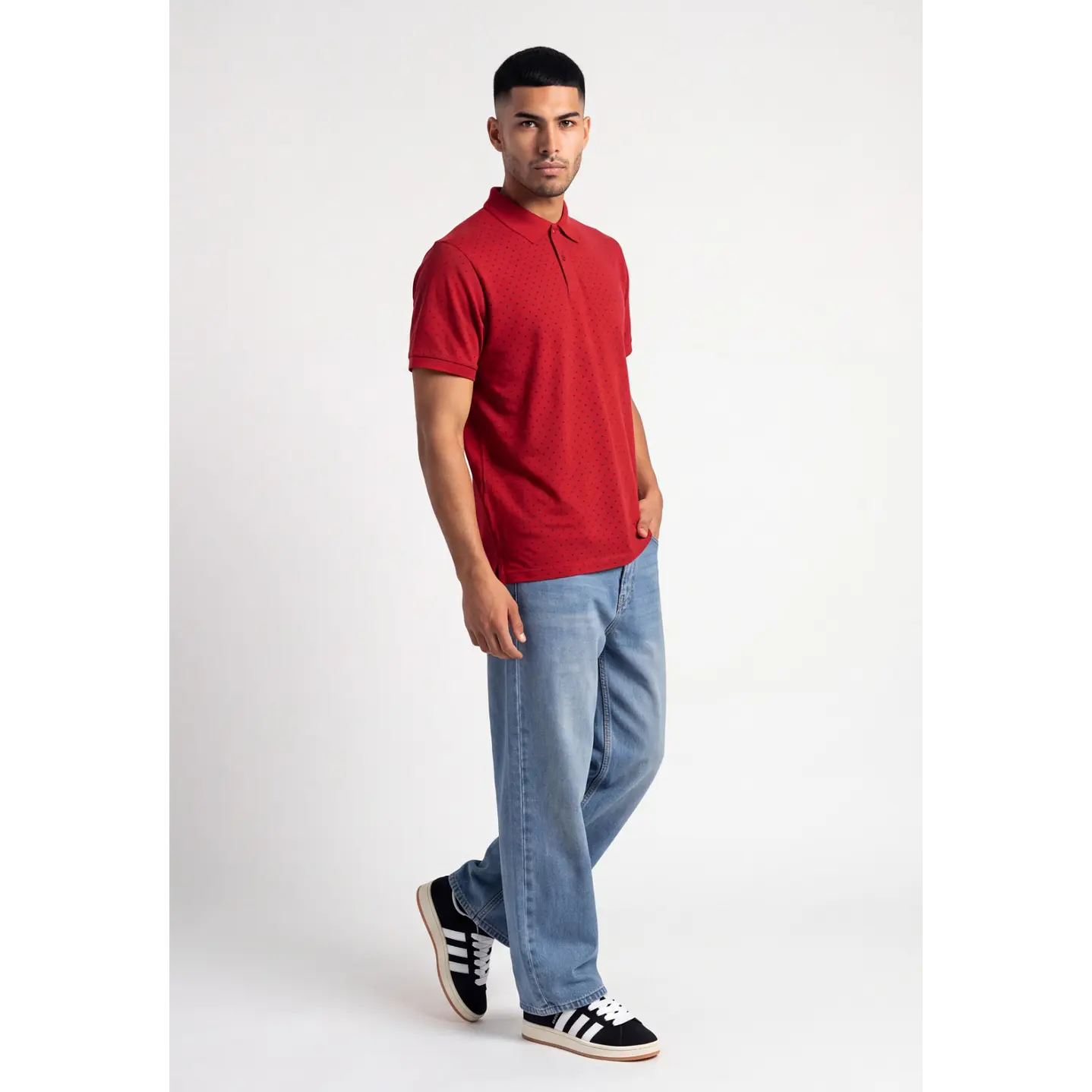 Polera Pique Hombre Rojo 4