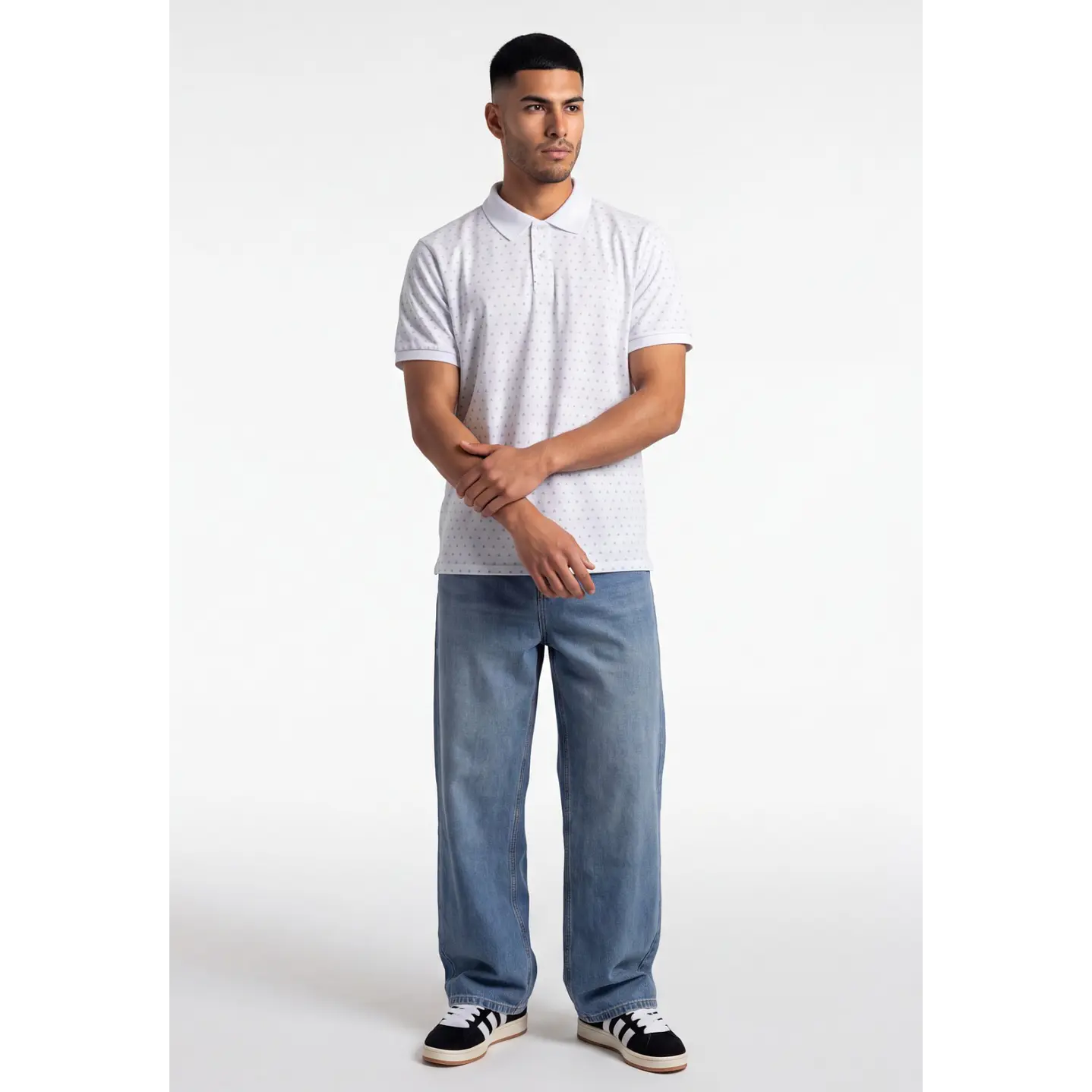 Polera Pique Hombre Blanco 3