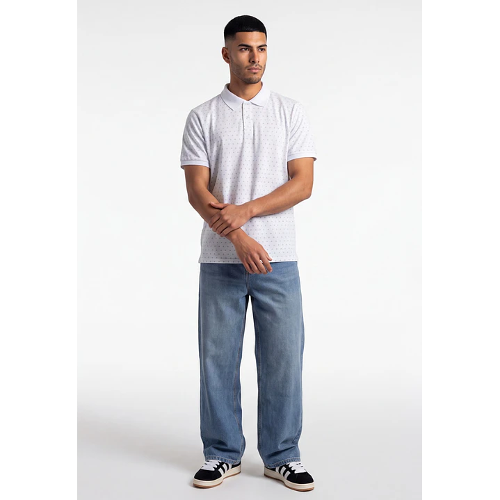Polera Pique Hombre Blanco 3