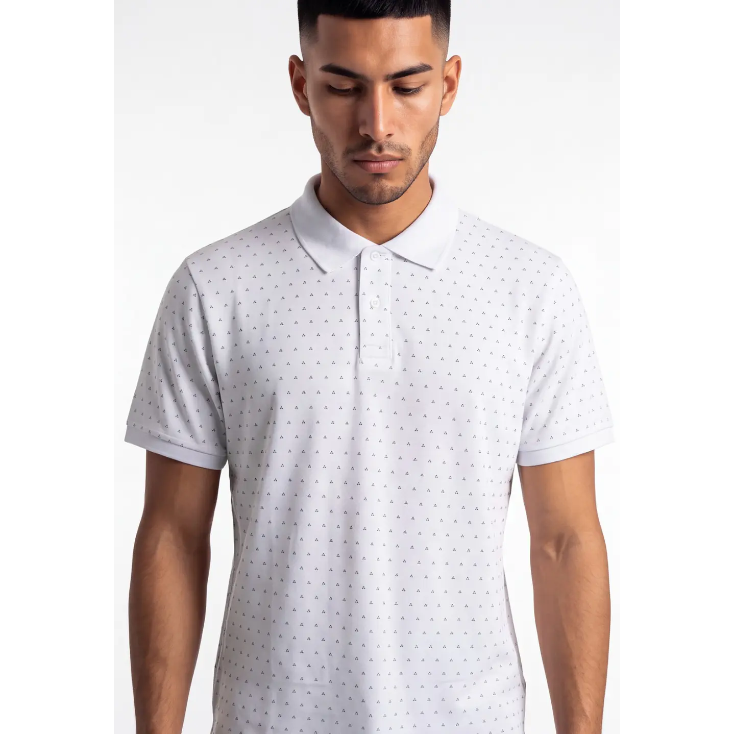Polera Pique Hombre Blanco 4