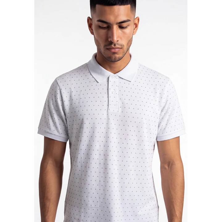 Polera Pique Hombre Blanco 4