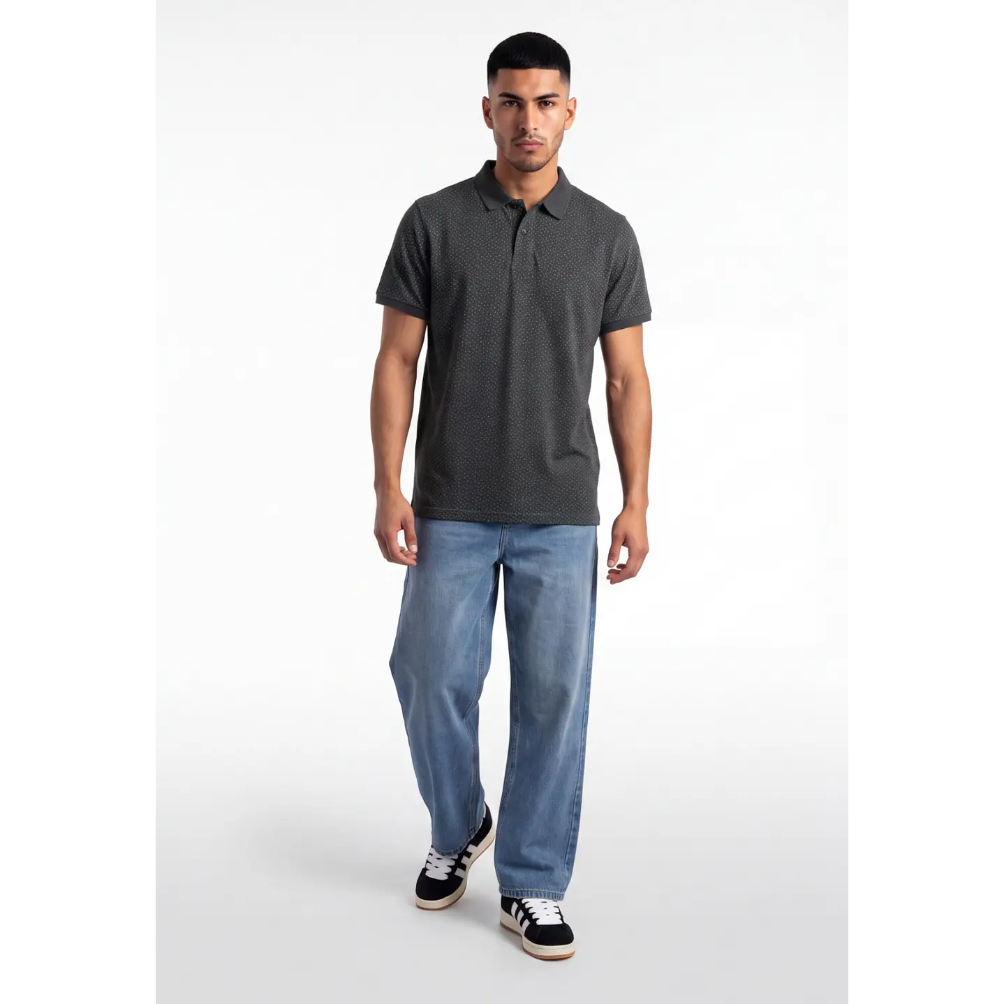 Polera Pique Hombre Gris 3
