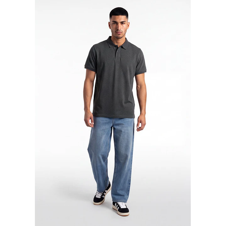 Polera Pique Hombre Gris 3