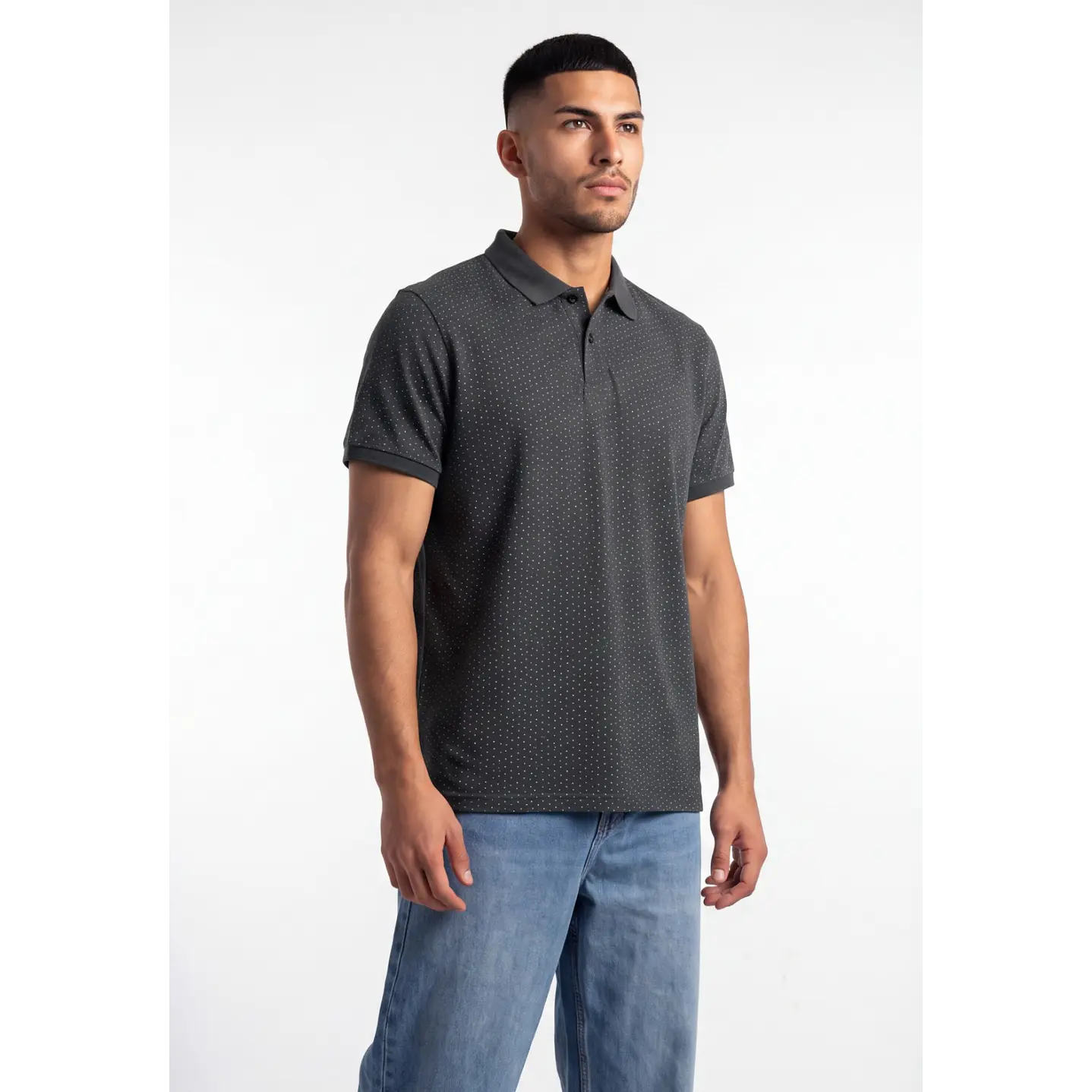 Polera Pique Hombre Gris 1