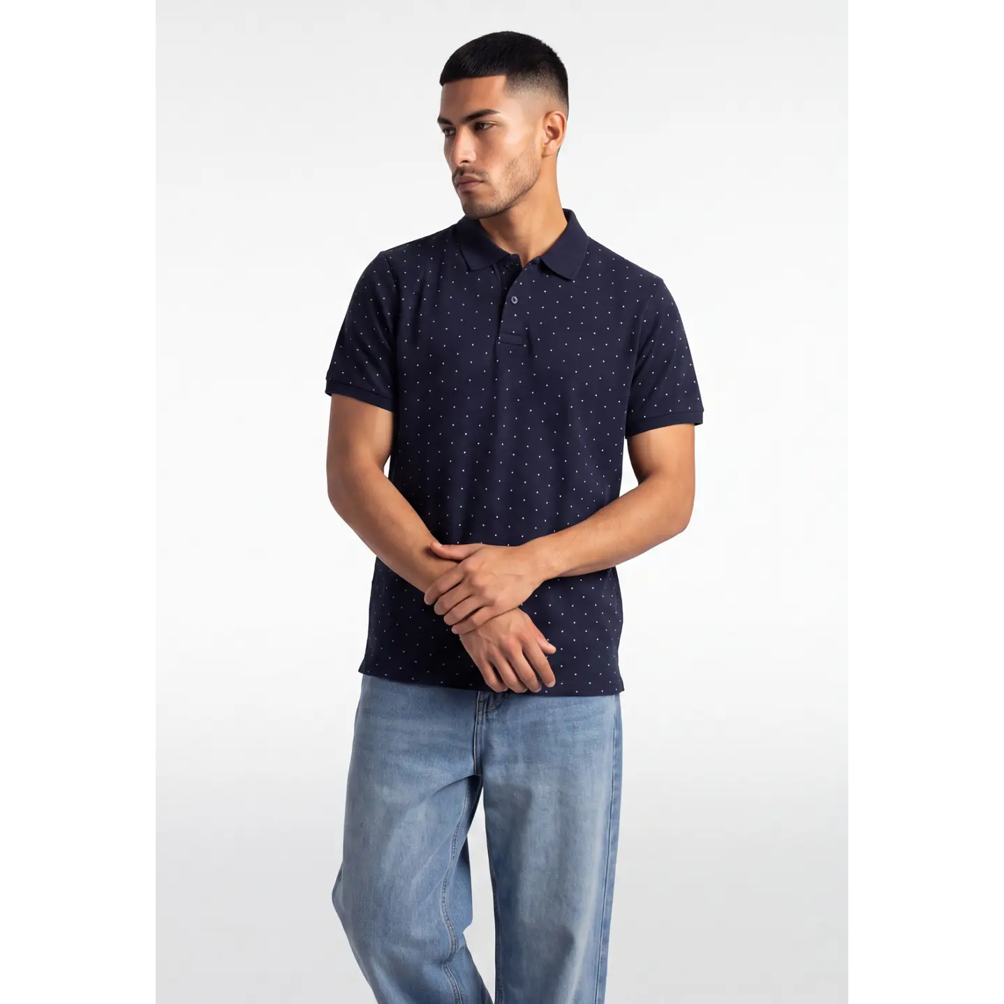 Polera Pique Hombre Azul 1