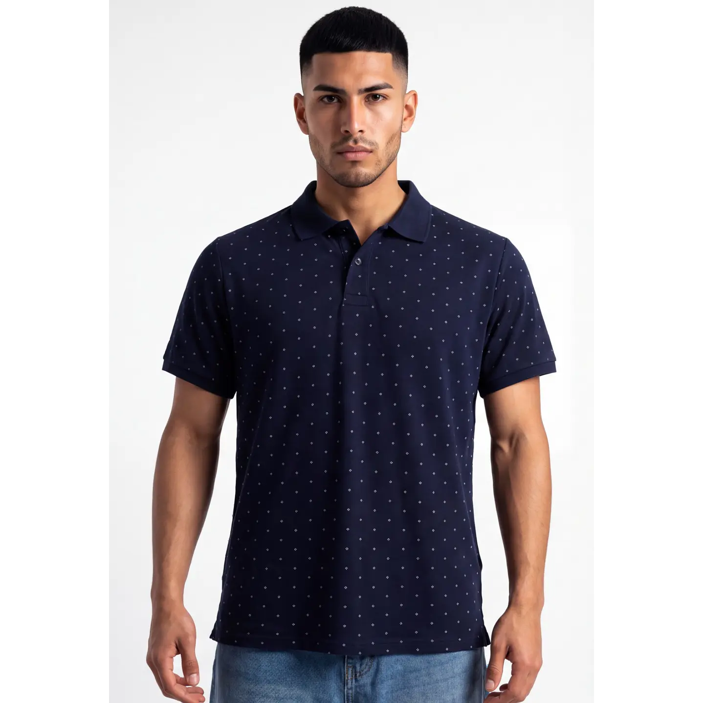 Polera Pique Hombre Azul 4