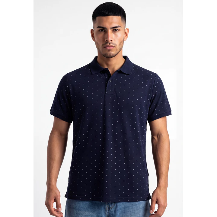 Polera Pique Hombre Azul 4
