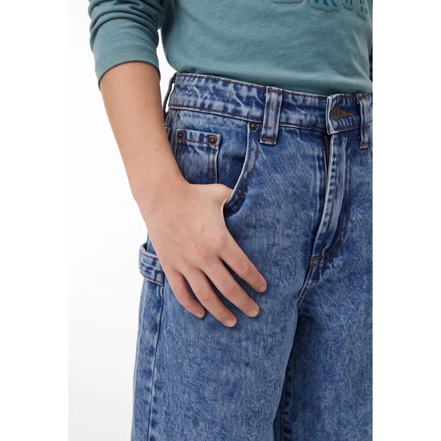 Jeans Capintero Barrel Niño Azul 4