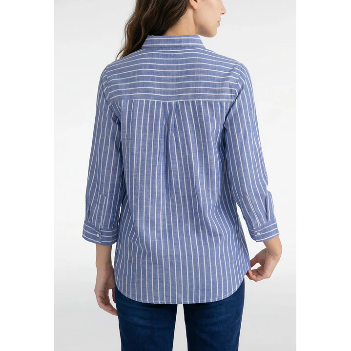 Blusa Rayada Mujer Manga Larga Azul 2
