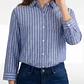 Blusa Rayada Mujer Manga Larga Azul - Miniatura 4