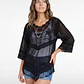 Blusa Macrame Mujer Manga 3/4 Negro - Miniatura 1