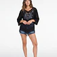 Blusa Macrame Mujer Manga 3/4 Negro - Miniatura 3