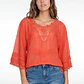 Blusa Macrame Mujer Manga 3/4 Coral - Miniatura 1