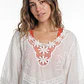 Blusa Macrame Mujer Manga 3/4 Blanco - Miniatura 4
