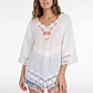 Blusa Macrame Mujer Manga 3/4 Blanco - Miniatura 1