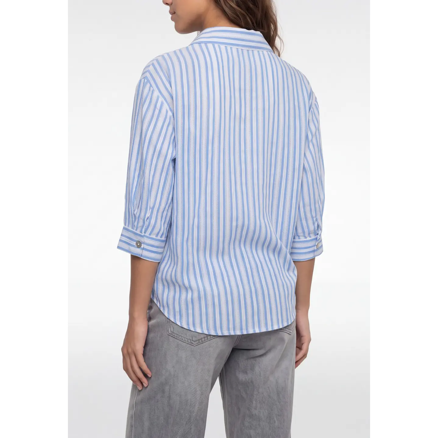 Blusa Rayada Mujer Manga 3/4 Celeste 2