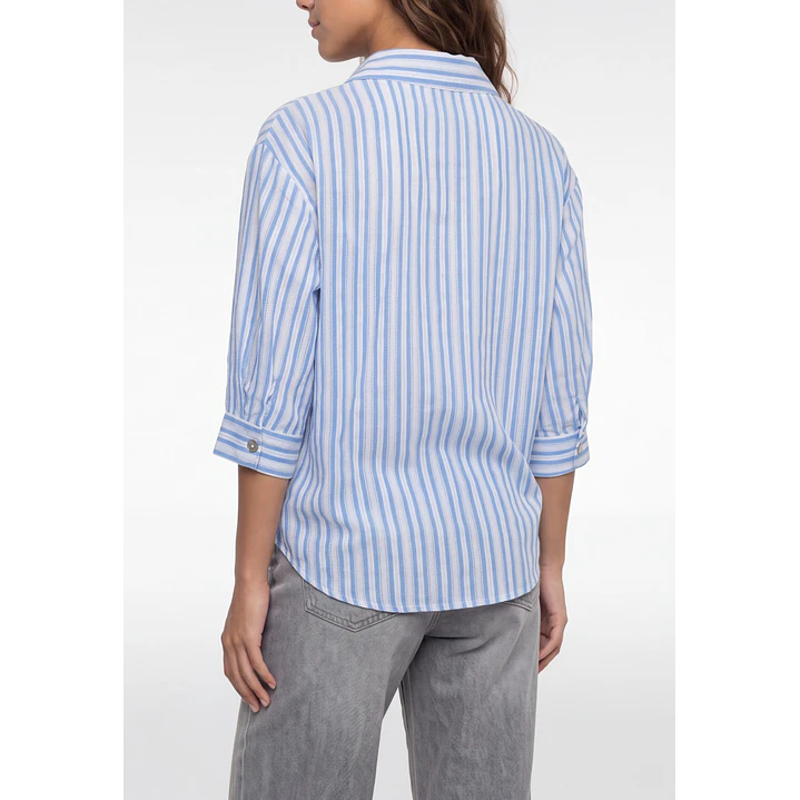Blusa Rayada Mujer Manga 3/4 Celeste 2