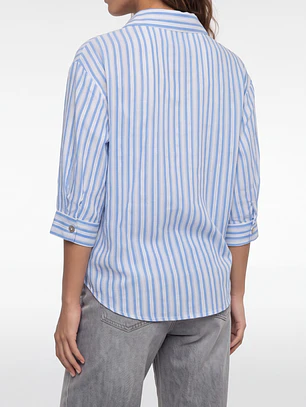 Blusa Rayada Mujer Manga 3/4 Celeste