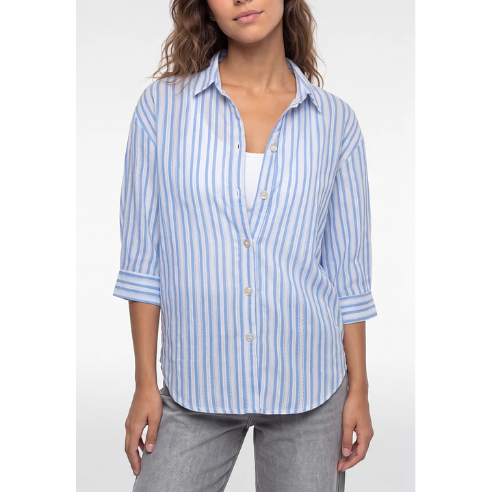 Blusa Rayada Mujer Manga 3/4 Celeste 4