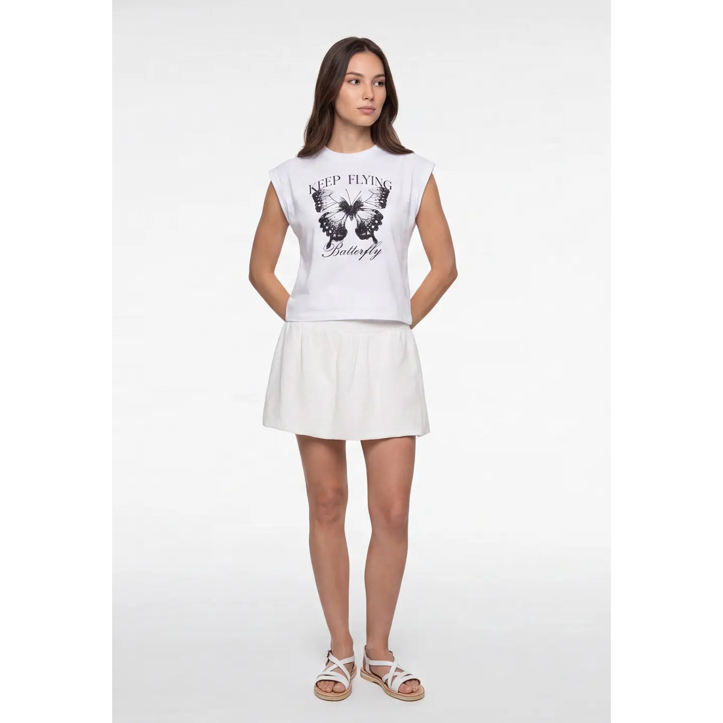 Falda Skort Globo Mujer Blanco 3
