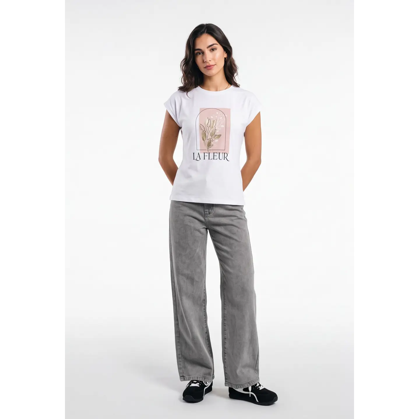 Jeans Wide Leg Mujer Gris 3