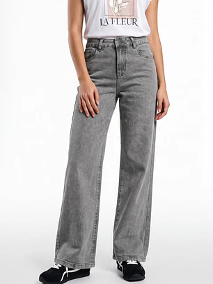 Jeans Wide Leg Mujer Gris