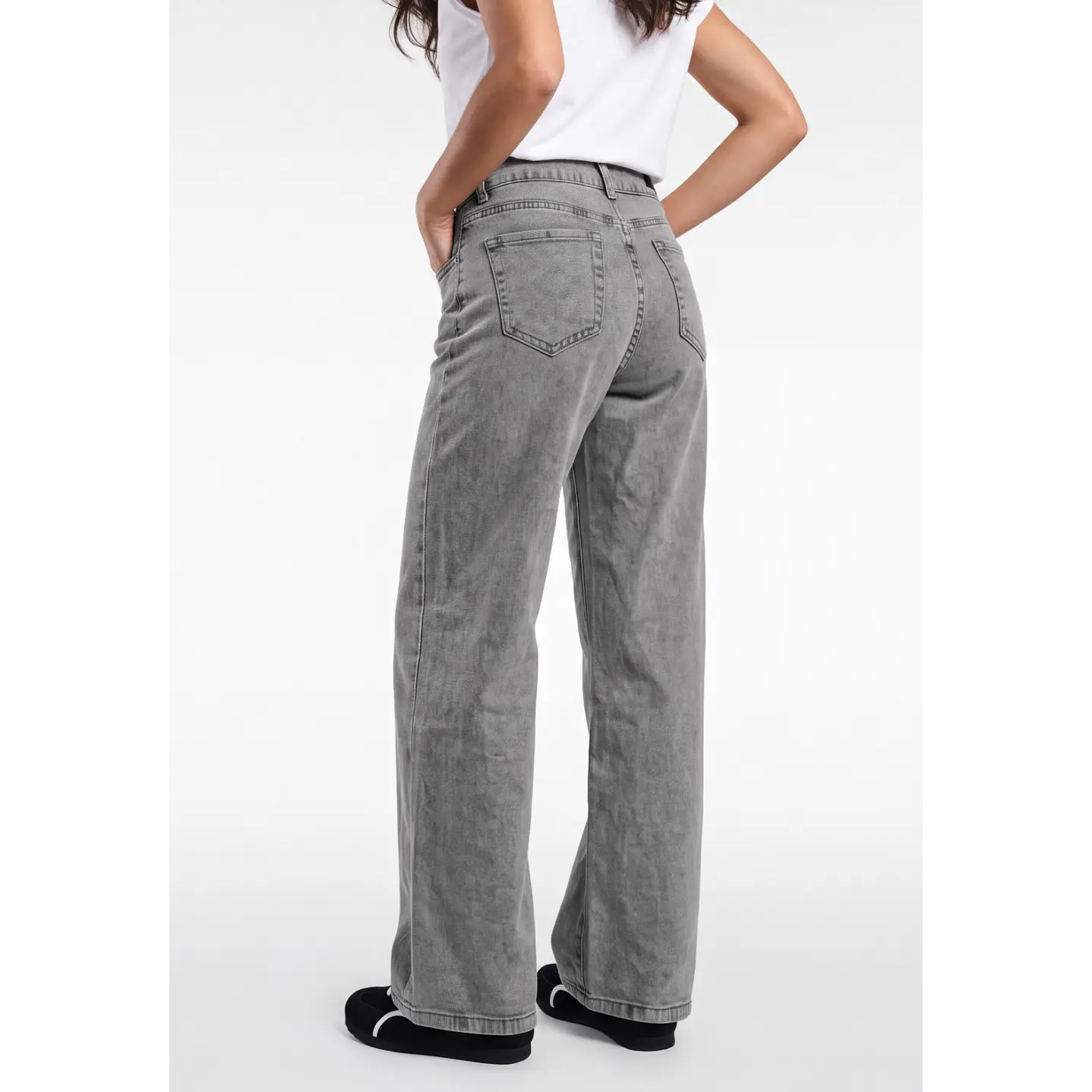 Jeans Wide Leg Mujer Gris 2