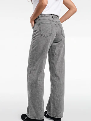 Jeans Wide Leg Mujer Gris