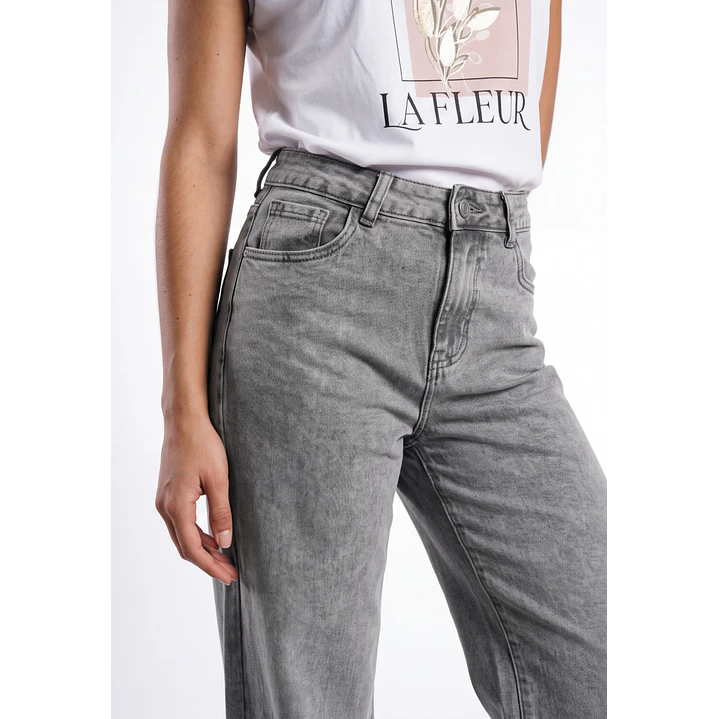 Jeans Wide Leg Mujer Gris 4
