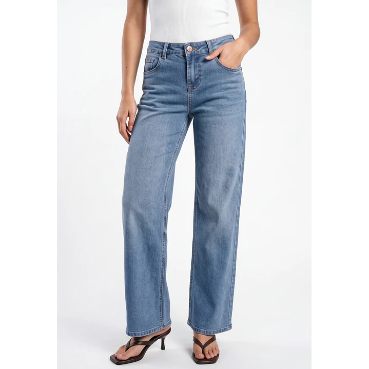 Jeans Wide Leg Mujer Azul 1