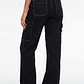Jeans Contraste Cargo Mujer Negro - Miniatura 2