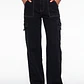 Jeans Contraste Cargo Mujer Negro - Miniatura 1