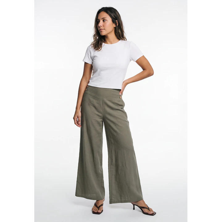 Pantalón Palazzo Liso Mujer Verde 3