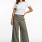 Pantalón Palazzo Liso Mujer Verde - Miniatura 3