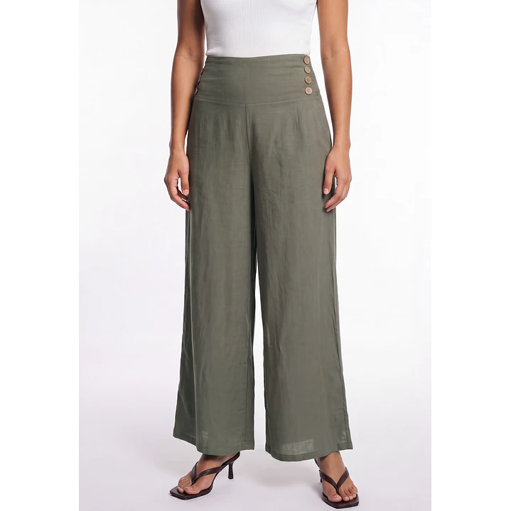 Pantalón Palazzo Liso Mujer Verde 1