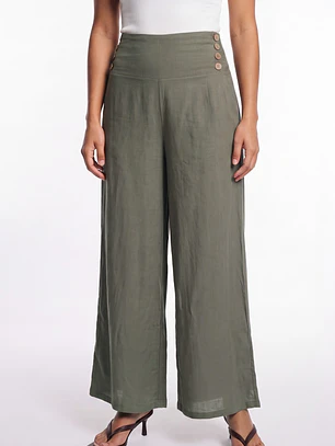 Pantalón Palazzo Liso Mujer Verde