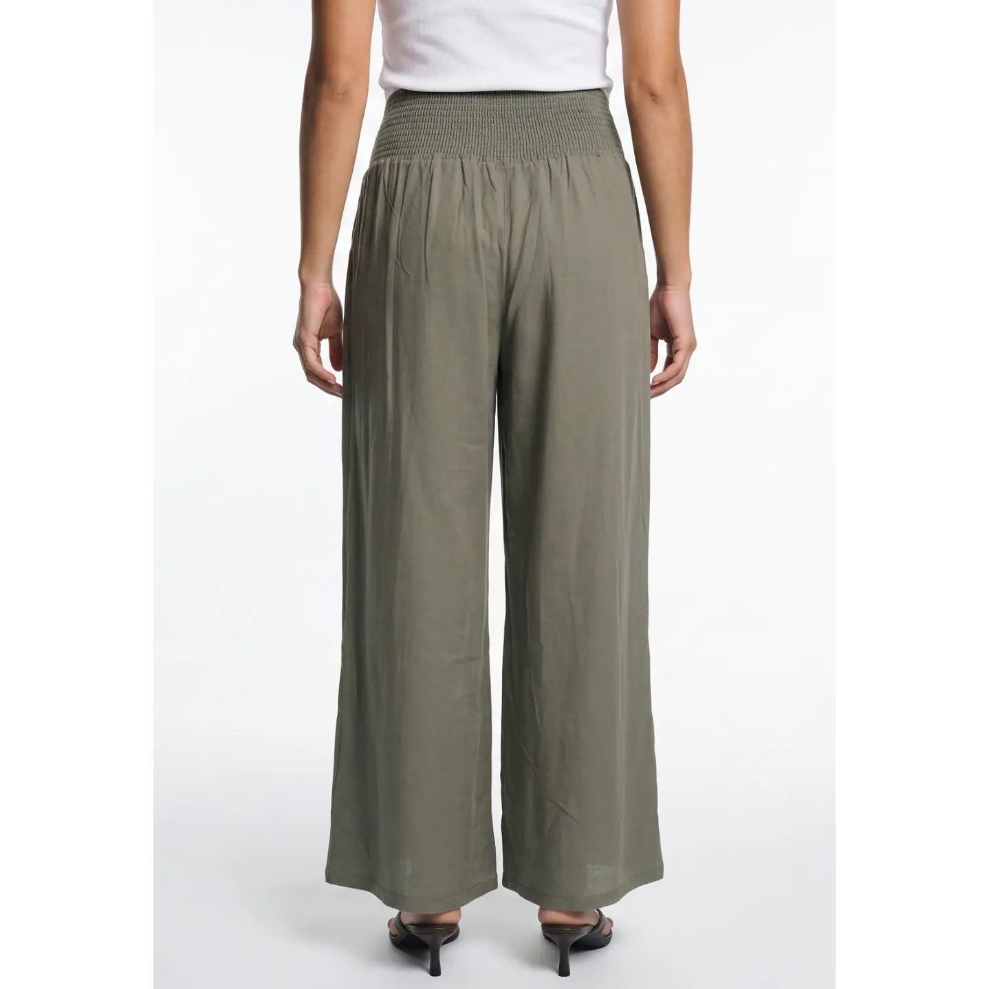 Pantalón Palazzo Liso Mujer Verde 2