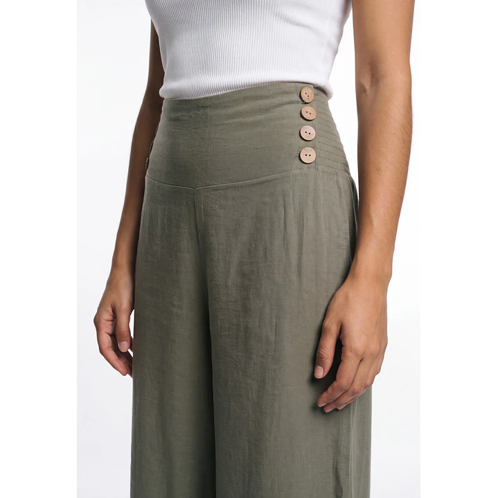 Pantalón Palazzo Liso Mujer Verde 4