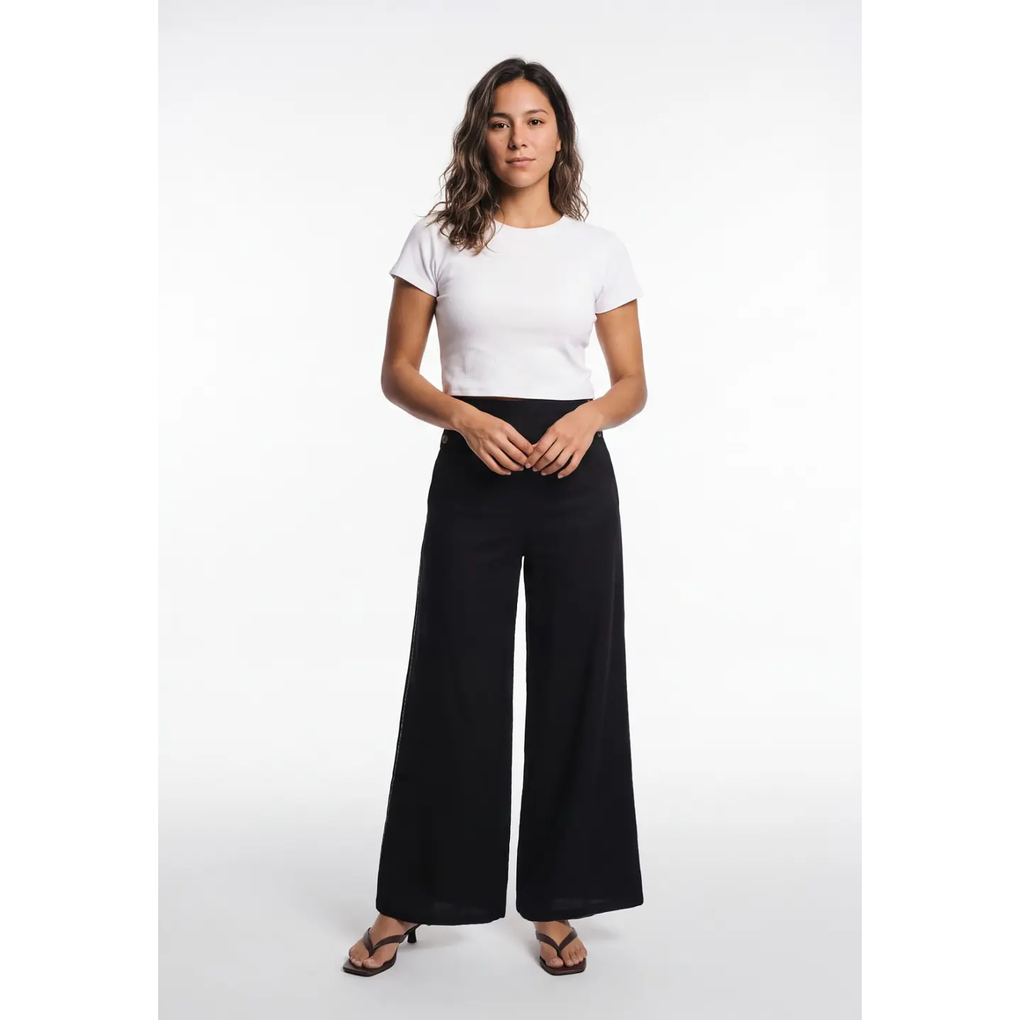 Pantalón Palazzo Liso Mujer Negro 3