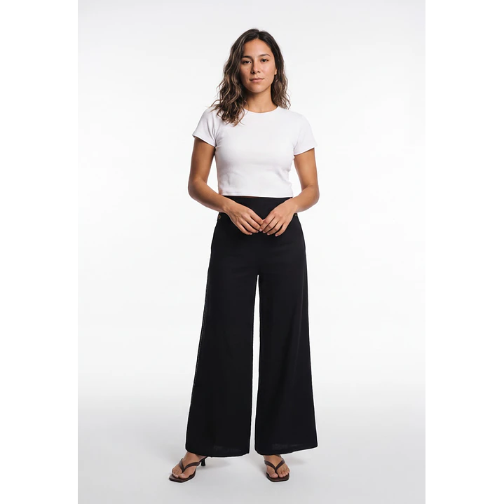 Pantalón Palazzo Liso Mujer Negro 3
