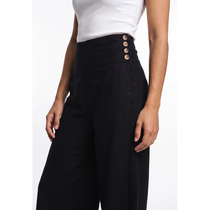 Pantalón Palazzo Liso Mujer Negro 4