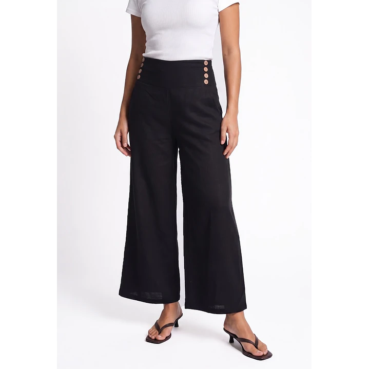 Pantalón Palazzo Liso Mujer Negro 1