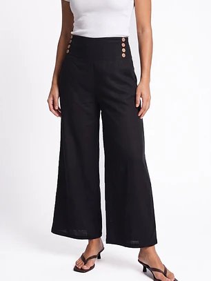 Pantalón Palazzo Liso Mujer Negro