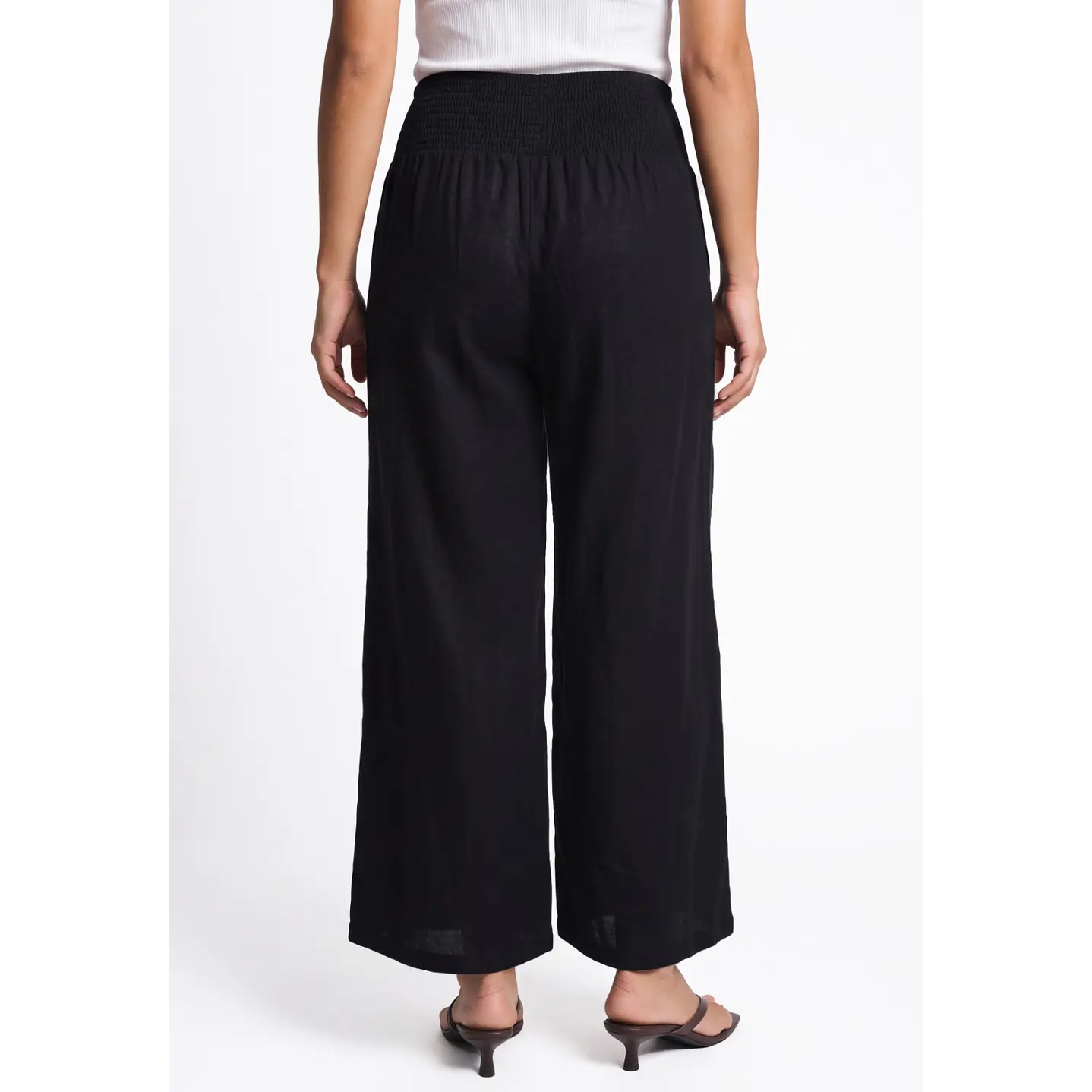 Pantalón Palazzo Liso Mujer Negro 2