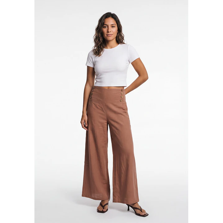Pantalón Palazzo Liso Mujer Ladrillo 3